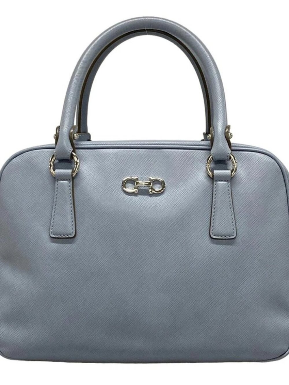 Salvatore Ferragamo Gancini 21B713 Light Blue Leather Handbag